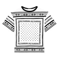 Áo Phông Dolce & Gabbana D&G With Contrasting Bandana Print In White - L4JTHV II7FZ HA9QB Màu Đen Trắng Size 12Y