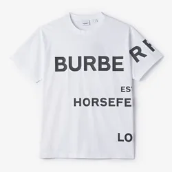 Áo Phông Nam Burberry Hoseperi Print Cotton Oversize Short-sleeved T-shirt - White 8048748 Màu Trắng Size XS