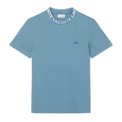Áo Phông Nam Lacoste Jacquard Neck Pique TH2521 HD9 T-Shirt Màu Xanh Da Trời Size 3