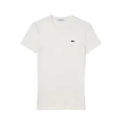 Áo Phông Nữ Lacoste Slim Fit Ribbed Cotton T-shirt TF5538 54N 70V Màu Trắng Size 34