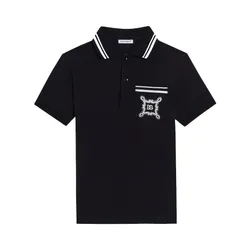 Áo Phông Trẻ Em Dolce & Gabbana D&G Blue Piqué Polo Shirt with DG Logo - L4JTII G7O0B B0665 Màu Đen Size 14Y