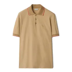Áo Polo Nam Burberry Logo Collar Cotton Shirt 81100931 Beige Màu Be Size XS