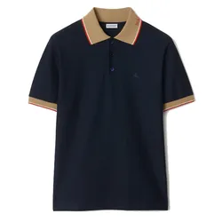 Áo Polo Nam Burberry Logo Collar Cotton Shirt 81100941 Màu Xanh Navy Size XS