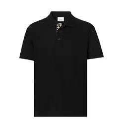 Áo Polo Nam Burberry Regular Monogram Cotton Piqué Shirt In Black 80552281 Màu Đen Size XS