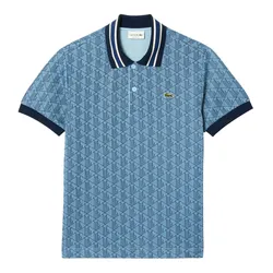 Áo Polo Nam Lacoste Men's Classic Fit Contrast Collar Monogram DH1417 I8K Màu Xanh Nhạt Size 2