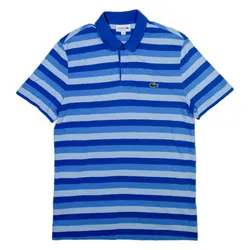 Áo Polo Nam Lacoste Men’s Shirt Blue Striped Regular Màu Xanh Kẻ Size 3