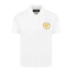 Áo Polo Trẻ Em Versace Embellished With Iconic Medusa In White 1018280 1A13017 2W110 Màu Trắng Size 14