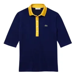 Áo Polo Nữ Lacoste Slim Fit Collared T-Shirt Màu Vàng - Xanh Size 36