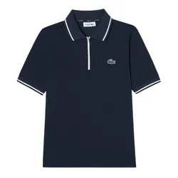 Áo Polo Nữ Lacoste Textured Semi-zip Polo DF403E 54G 166 Màu Xanh Navy Size 34