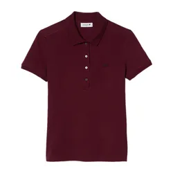 Áo Polo Nữ Lacoste Women's L.12.D Slim Fit Stretch Mini Piqué Polo PF5462-51 YUP Màu Đỏ Thẫm Size 34