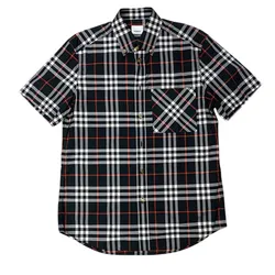 Áo Sơ Mi Cộc Tay Nam Burberry 8073410 Soft Fawn IP Check Màu Đen Kẻ Size XS
