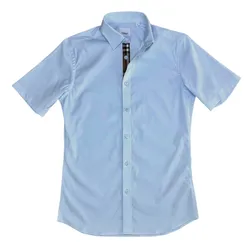 Áo Sơ Mi Cộc Tay Nam Burberry Blue Check Short Sleeved Shirt Màu Xanh Nhạt Size XS