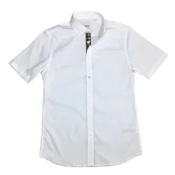 Áo Sơ Mi Cộc Tay Nam Burberry White Check Short Sleeved Shirt Màu Trắng Size L