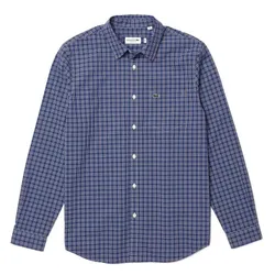 Áo Sơ Mi Dài Tay Nam Lacoste Regular Fit Check Print Shirt CH0193 00 A10 Màu Xanh Blue Size 37