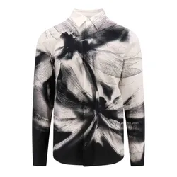 Áo Sơ Mi Nam Alexander McQueen Dragonfly Shadow Printed Cotton Shirt 778040 QOAAB 1090 Màu Đen Trắng Size 15