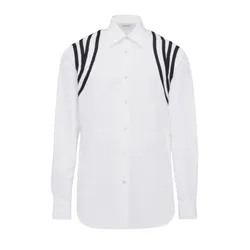 Áo Sơ Mi Nam Alexander McQueen Harness Graphic-Print Long Sleeve Shirt White 774406 QNAAD 9000 Màu Trắng Size 15