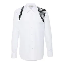 Áo Sơ Mi Nam Alexander McQueen Harness Wax Flower-print shirt 795126 QNAAD 9000 Màu Trắng Size 15