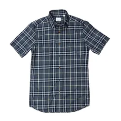 Áo Sơ Mi Nam Burberry BBR Short-Sleeve Kẻ Phối Màu Size XS