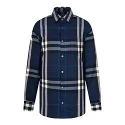 Áo Sơ Mi Nam Burberry Stretch Cotton Poplin Shirt Màu Xanh Navy Size S