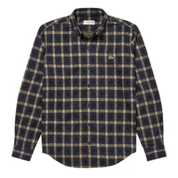 Áo Sơ Mi Nam Lacoste Men's Jacquard Plaid Shirt CH8406 166 Màu Xanh Navy Phối Vàng Size 38