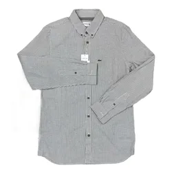 Áo Sơ Mi Nam Lacoste Men's Regular Fit Cotton Flannel Shirt Màu Đen Trắng Size 39