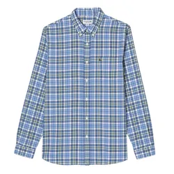 Áo Sơ Mi Nam Lacoste Organic Cotton Regular Fit Checked Shirt CH0174 FYF Kẻ Caro Màu Xanh Size 38