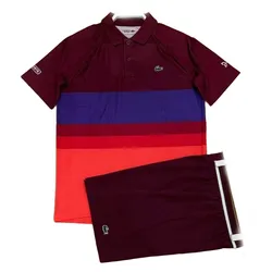 Bộ Quần Áo Nam Lacoste Novak Djokovic Polo Herren DH6959WT0/GH7413-10 BZD Màu Đỏ Đô/Cam Size 4