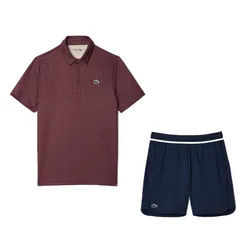 Bộ Thể Thao Nam Lacoste Golf Straight Fit UV Protection Shorts Daniil Medvedev DH5175-IE2/ GH7403-166 Màu Đỏ Xanh Size 5