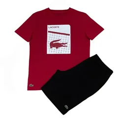 Bộ Thể Thao Nam Lacoste Sport 3D Print Breathable Màu Đỏ Đen Size 3