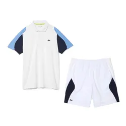 Bộ Thể Thao Nam Tennis/Pickleball Lacoste Sport Regular Fit Piqué Tennis DH9249-5YP/ GH9420-522 Màu Trắng Xanh