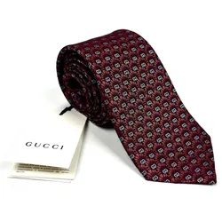 Cà Vạt Gucci Dark Red GG Monogram Logo Silk Tie Màu Đỏ