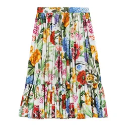 Chân Váy Trẻ Em Dolce & Gabbana D&G Floral Print Pleated Skirt L55I53 HS5S5 HA5KU Phối Màu Size 14Y