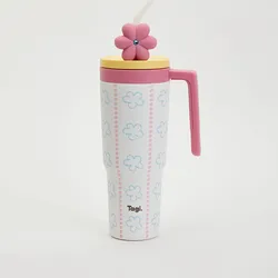 Cốc Giữ Nhiệt Tagi Put-Put Flower Field Vacuum Bottle- Crayon Flower, Durability And Hygiene Màu Hồng