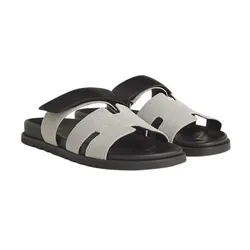 Dép Nam Hermès Chypre Sandal Màu Ghi Đen Size 39.5