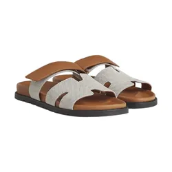 Dép Nam Hermès Chypre Sandal Màu Nâu Ghi