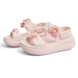Dép Nữ Crocs Classic Crush Woman Sandal 207670-6WV Rose Quartz Màu Hồng Size 36