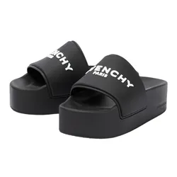 Dép Nữ Givenchy Logo Platform Slides Màu Đen Size 37