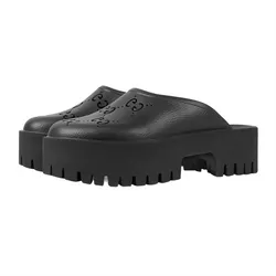 Dép Nữ Gucci Platform Perforated G Black 663577 JFB00 1000 Màu Đen Size 35