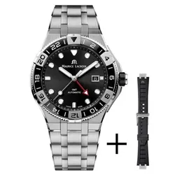 Đồng Hồ Nam Maurice Lacroix Aikon Venturer GMT AI6158-SS00F-330-A Màu Bạc Đen (Tặng Kèm Dây Da)