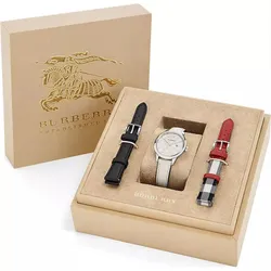 Đồng Hồ Nữ Burberry The Classic Round Giftset Watch 32mm Màu Trắng (Kèm 2 Dây Da)