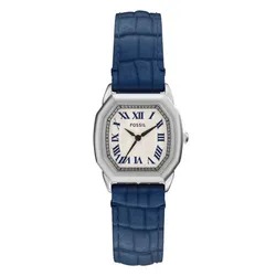 Đồng Hồ Nữ Fossil Harlow Three Hand Cream Dial Croco Embossed Leather Strap ES5425 Màu Xanh Bạc