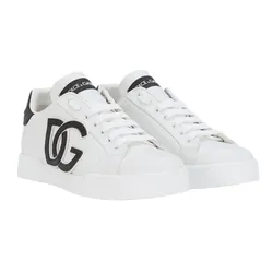 Giày Thể Thao Nữ Dolce & Gabbana D&G Calfskin Portofino Sneakers With DG Logo White Màu Trắng Size 36