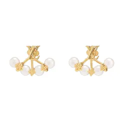 Khuyên Tai Nữ Louis Vuitton LV Minigram Pearls M01258 Màu Vàng Gold