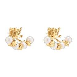 Khuyên Tai Nữ Louis Vuitton LV Minigram Pearls M01258 Màu Vàng Gold