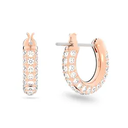 Khuyên Tai Nữ Swarovski Dextera Hoop Earringspavé, Small, White, Rose Gold-Tone Plated 5446008 Màu Vàng Hồng