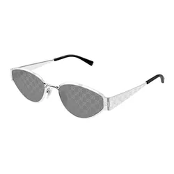 Kính Mát Nữ Gucci GG1853S 002 Silver Geometric Sunglasses Màu Xám Bạc