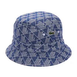 Mũ Lacoste Reversible Signature Monogram Jacquard Bucket Hat RK7593 QIE Màu Xanh Blue Size M