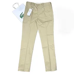 Quần Dài Nam Lacoste Classic Slim Fit Stretch Cotton Trousers Beige Màu Be Size 34