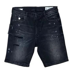 Quần Short Nam CPS Chaps Denim Xước Màu Đen