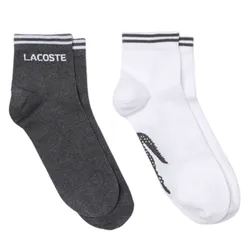Set 2 Đôi Tất Unisex Lacoste Sport Low Cotton Sock 2 Pack RA4187-NKJ Màu Xám/ Trắng